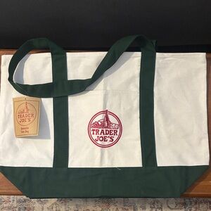Trader Joe’s White and Green CanvasTote Bag